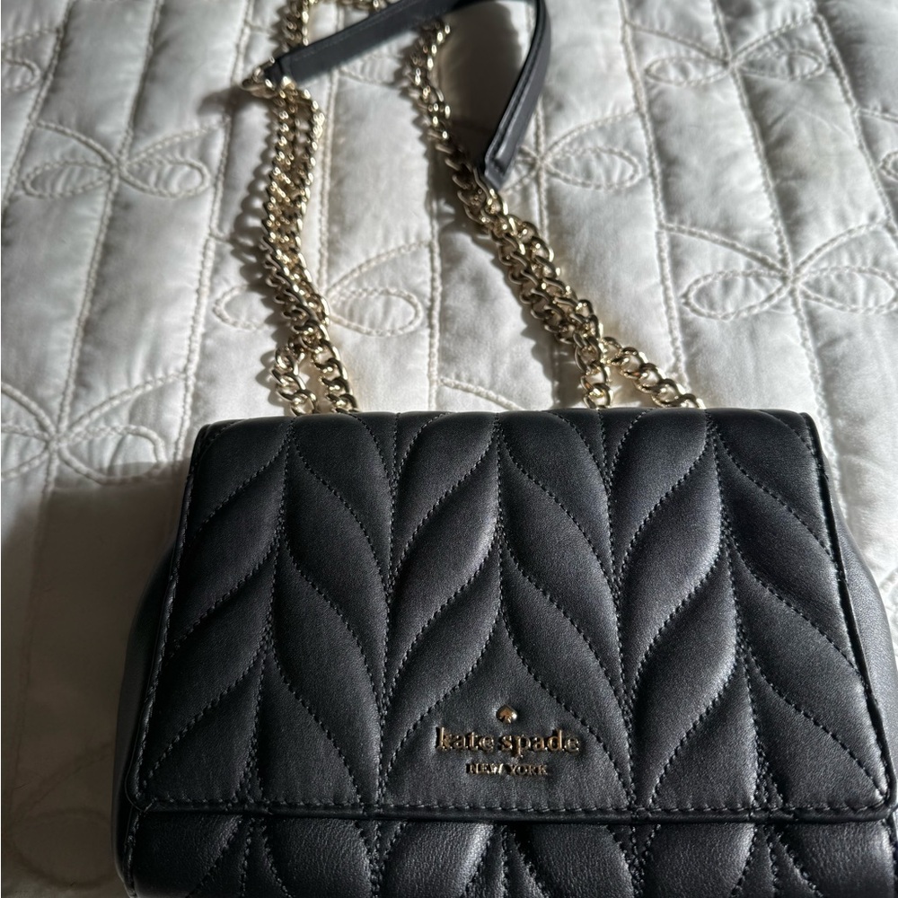 Kate Spade Black Quilted Shoulder Bag with Chain Strap